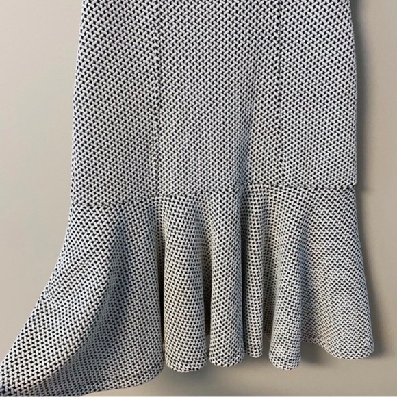 French Connection | Deep V Peplum Bottom | Black and White dress w lace | size 8 - Picture 6 of 6